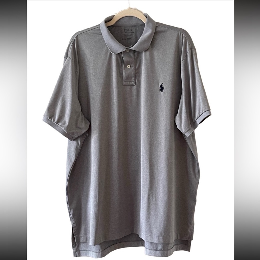POLO Ralph Lauren Gray Performance Polo Short Sleeve Shirt Size XXL Dri Fit Golf